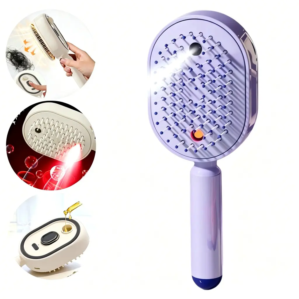 Electric Spray Massage Comb | Oil Mist Hair Care | Self-Cleaning & Anti-Static | Fluffy Smooth Hair | ABS Plastic Combs