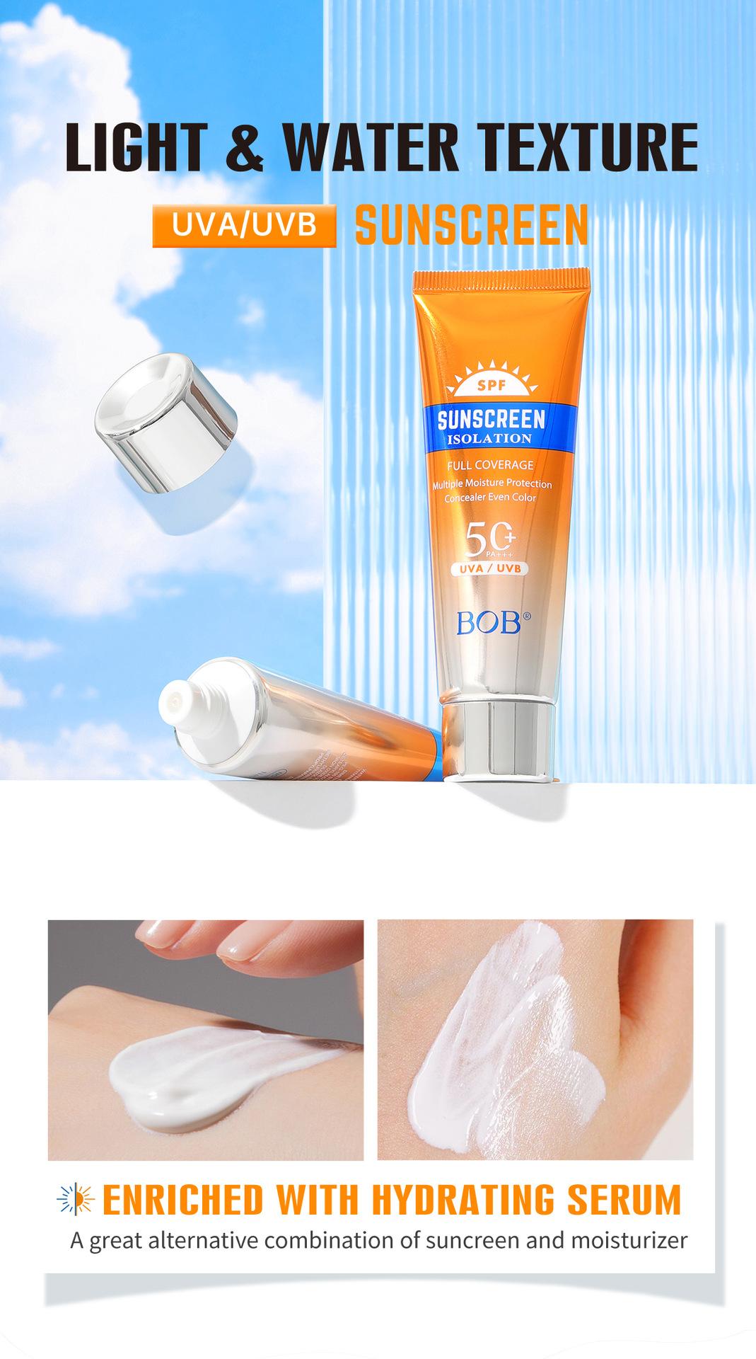 Specialized Bob isolation sunscreen, refreshing and moisturizing, non-greasy, facial concealer, brightening, softening, skin care BB cream