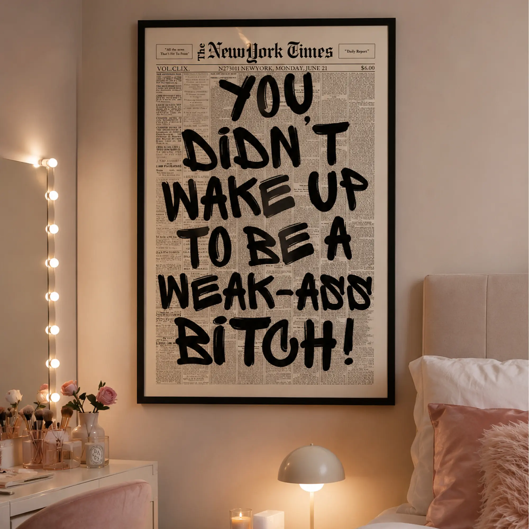 Retro Weak Ass Bitch Newspaper Print, Trendy Wall Art, Typography Poster, Motivational Quote Print, Wall Decor. Modern Wall Art, Motivational Print, Minimalist Decor, Gallery Wall, Urban Aesthetic