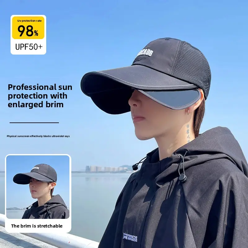 Men Big Head Quick Dry Wide Brim Sun Protection Outdoor Sports Cap