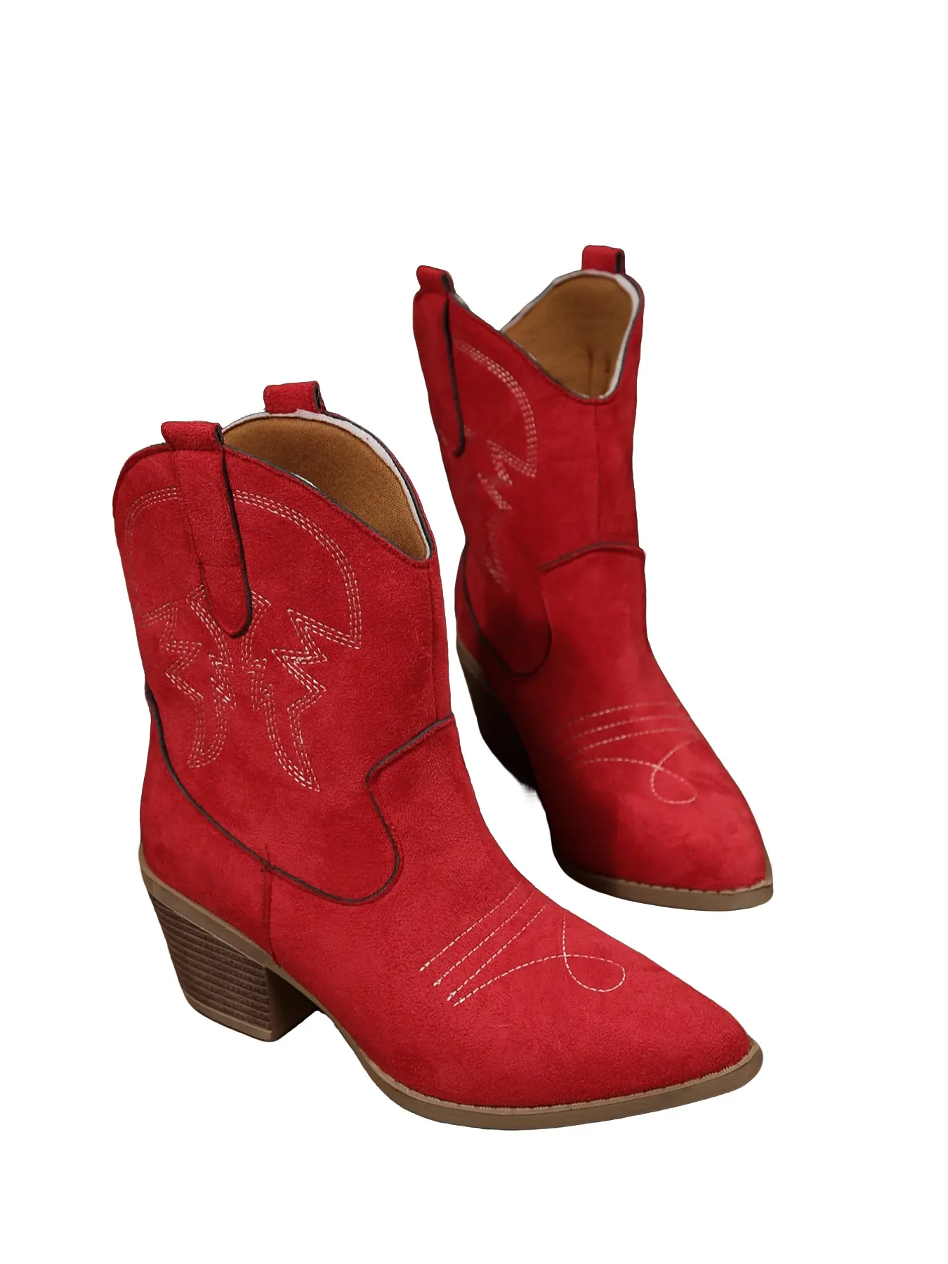 Women Vintage Embroidery Pointed Toe Block Heel Western Cowboy Ankle Boots, Retro Country Concert Outfit Short Cowgirl Boots For Daily Street Travel Holiday Party, Embroidered Ankle Boots