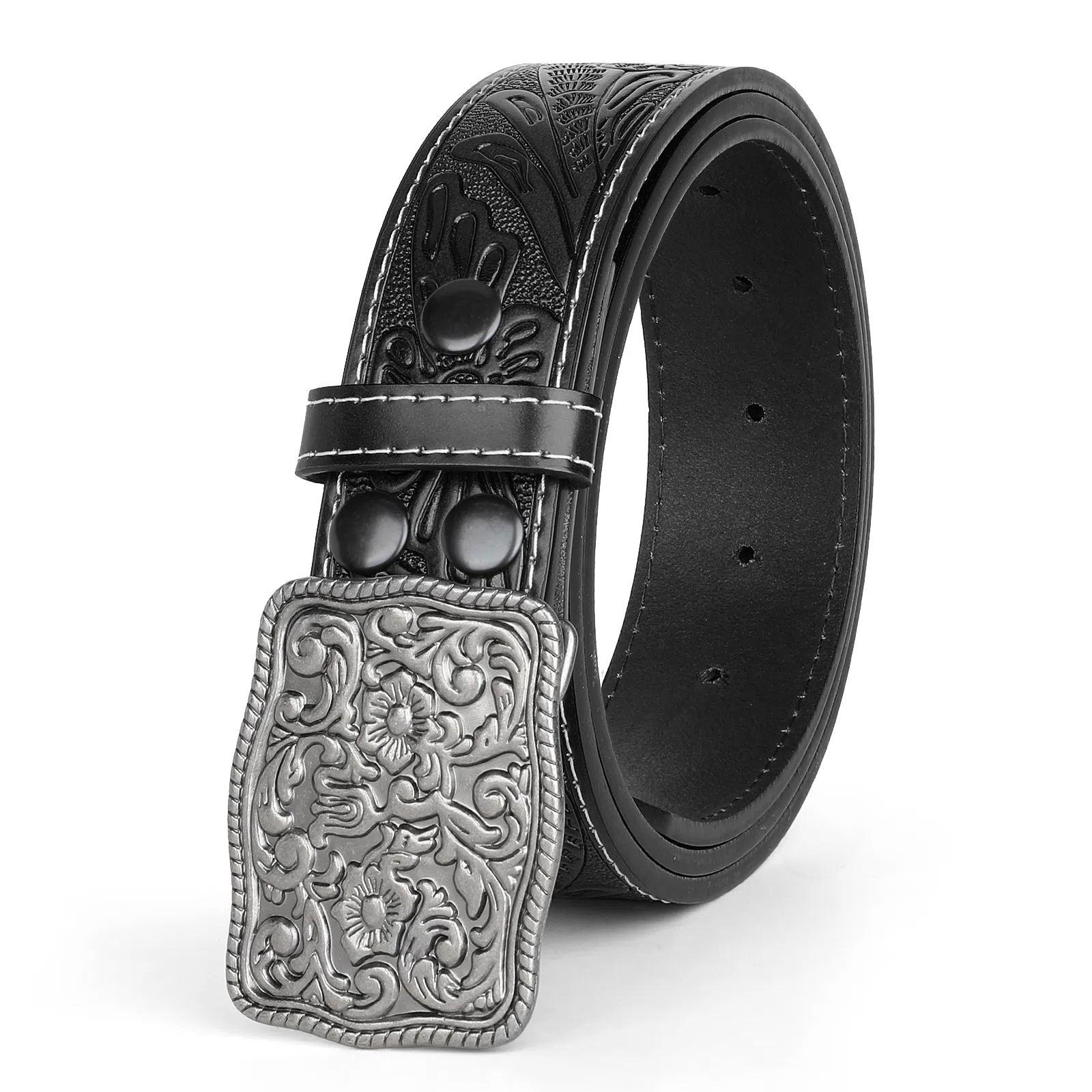 XZQTIVE Men's Western-Style Belt: Crafted from Embossed & Engraved Leather, featuring a sturdy buckle.  Perfect for jeans & pants, showcasing a rugged cowboy or rodeo vibe.  Adding a touch of masculinity to your everyday or special occasion outfits.