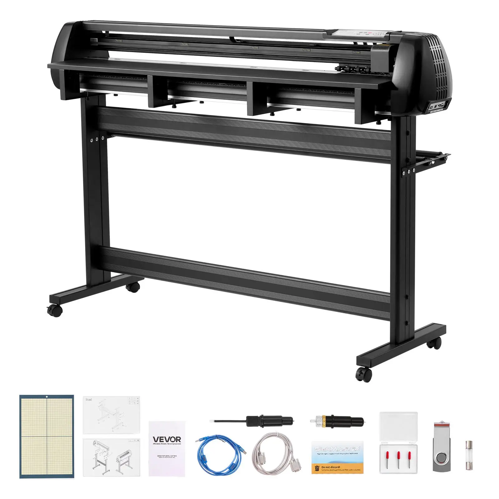 【DealsForYouDays】VEVOR Vinyl Cutter Machine, 53 inch Max Feed Width, Dual Blades, Adjustable Force and Speed, LED Display, Vinyl Plotter Cutter Printer with Signmaster Software for Compatible with Windows and macOS