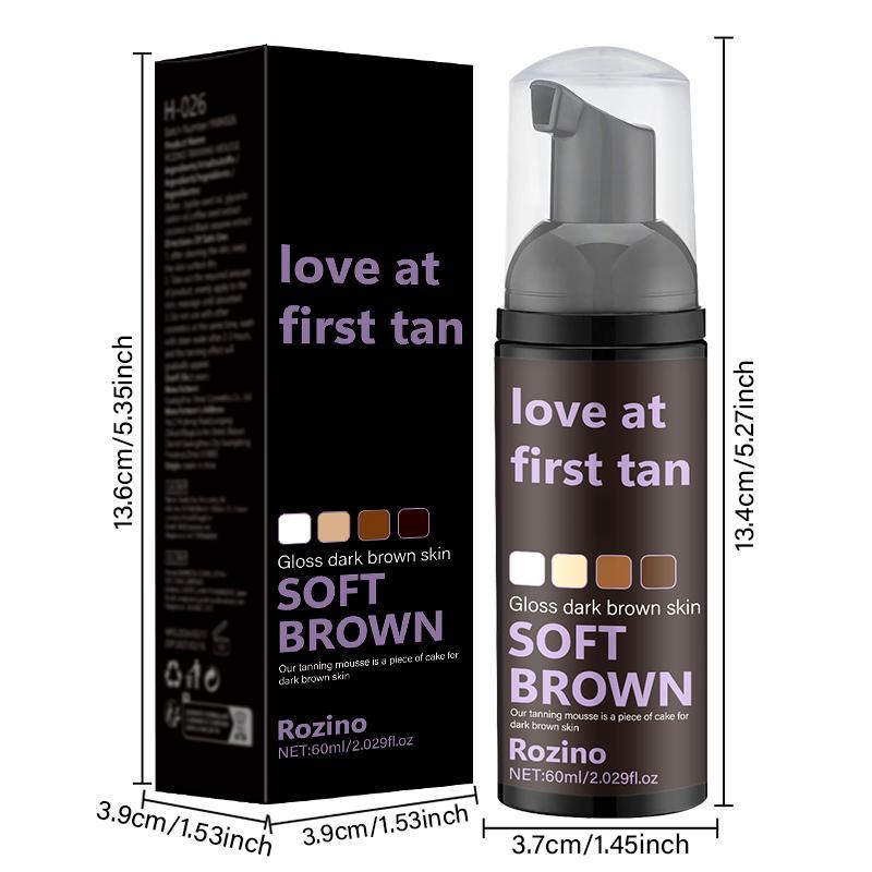 60ml Soft Brown Self Tanning Mousse, Natural Looking Self Tanner for Face & Body, Sunless Tanning Cream, Skin Care Product for Women & Men