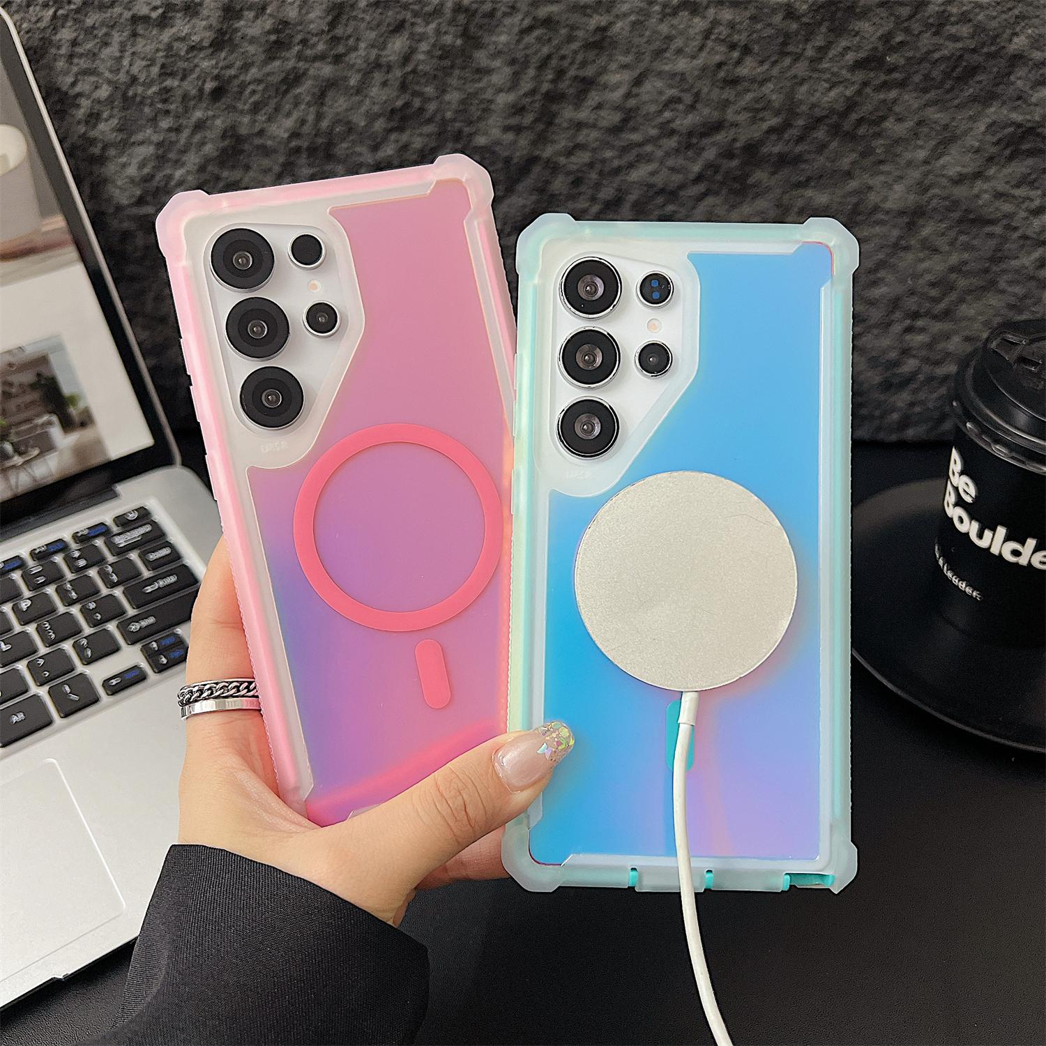 Magnetic Case For Samsung Galaxy S26 S25 S24 S23 S22 Ultra Plus, MagSafe Wireless Charge Shockproof Cover Color Changing Laser Dazzling Magnetic Phone Case#MothersDayGift #GiftsForHer