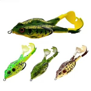 Multi Jointed Topwater Frog Fishing Lure, 3.5 Inch Silicone Floating Bait With Double Propeller Legs and Realistic Swimming Action, Bass and Snakehead Fishing Tackle for Freshwater Lakes, Ponds and Rivers