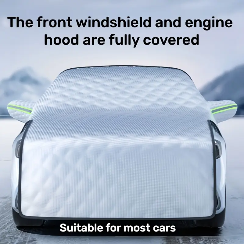 Winter windproof windshield snow cover with secure straps against strong wind, blocks frost ice and snow, easy installation, matched storage bag for tidy keeping Snow Cover For Car