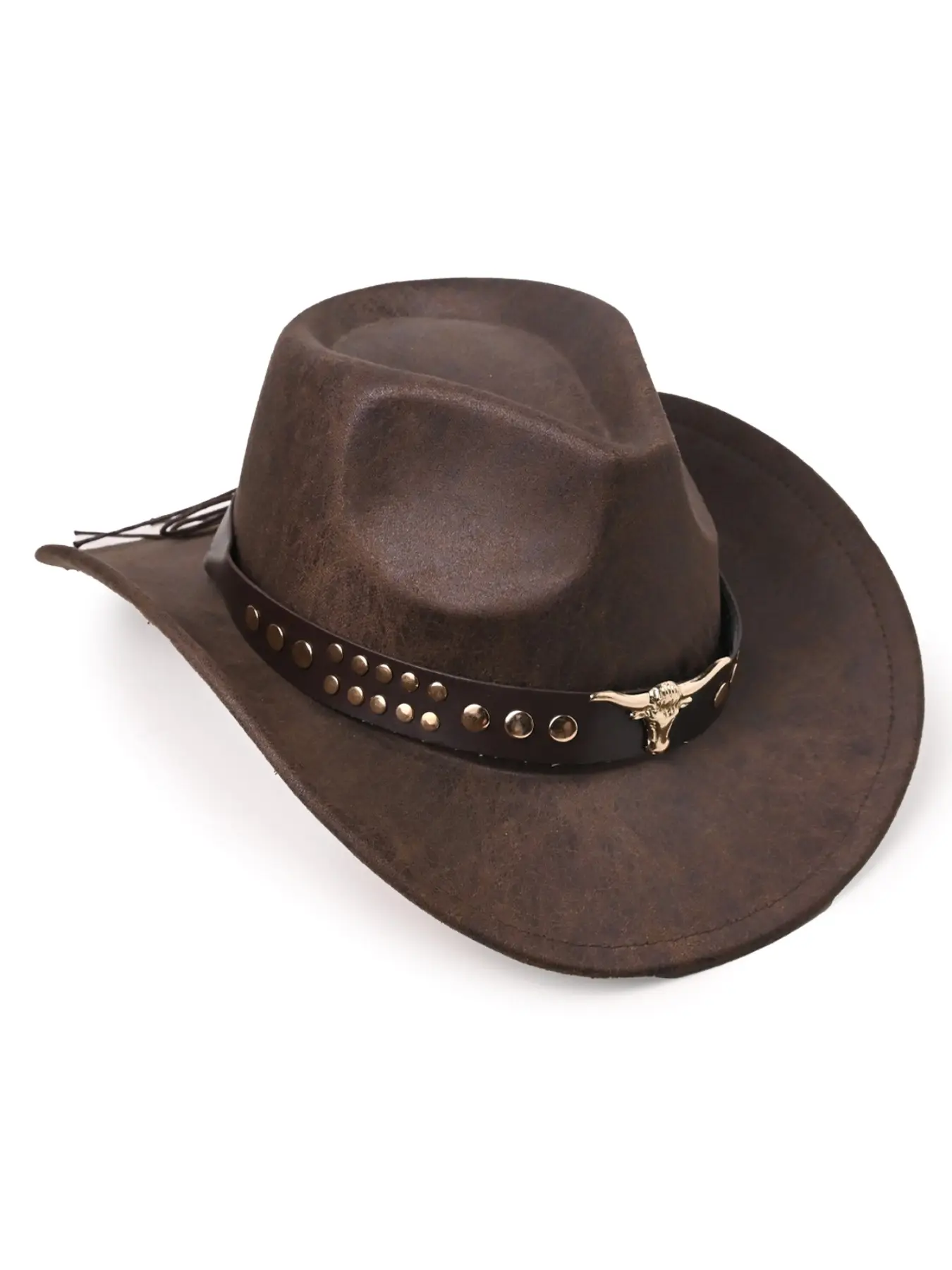 Vintage Western Cowboy Hat for Men and Women, Wide Brim Visor Hat with Metal Buckle, Geometric Pattern, All Seasons