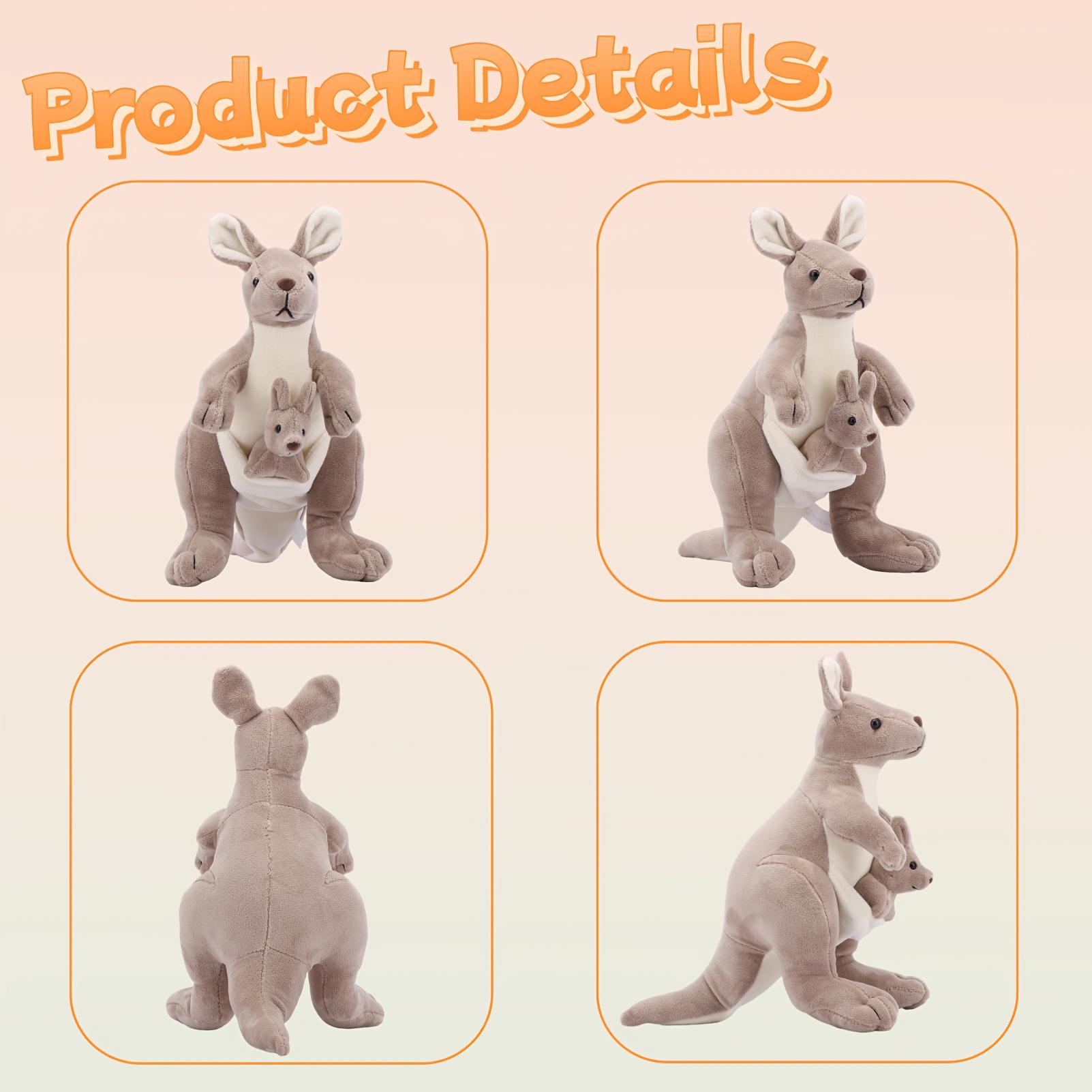 2-in-1 Kangaroo Family Plush Toy, Cute Kangaroo Mom and Mini Kangaroo Stuffed Animal Plush Doll, Australian Kangaroo Plush Doll, Perfect Gift for Halloween, Christmas, Thanksgiving, and Easter weighted rare Cartoon Gorilla Backpack Whale Shark Kawaii