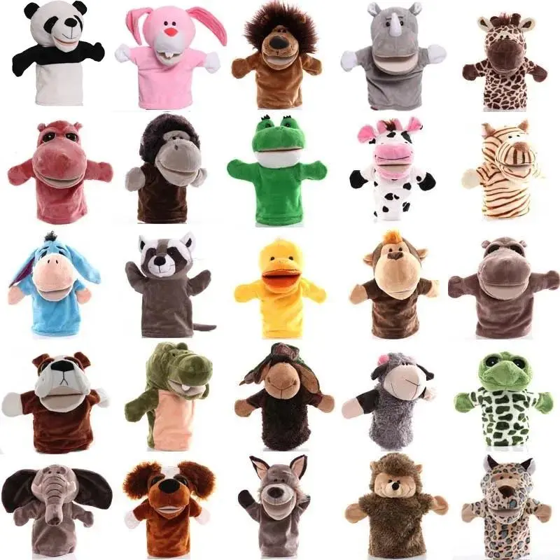 9.8in Donkey & Multicolor Hippopotamus Animal Hand Puppet, Animal Character Stuffed Toys for Children Development, Learning Fidget & Educational Storytelling Doll, Holiday Gifts