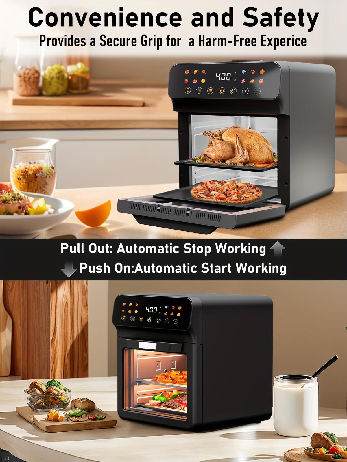 10 QT XL Family Size Air Fryer Convection Oven with 12-in-1 Multi Function, Visible Window, Touchscreen, Healthy Choice, Oil-Free, Non-Stick Basket, Easy to Clean, One-Touch Operation, Baking, Heating, Air-drying, Fast Food