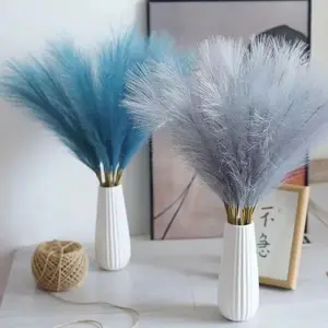 Lifelike Decorative Artificial Flowers Set - Fluffy Pampas Grass, Fake Chrysanthemum, Bulrush Reed Faux Plants for Boho Wall, Living Room Decor