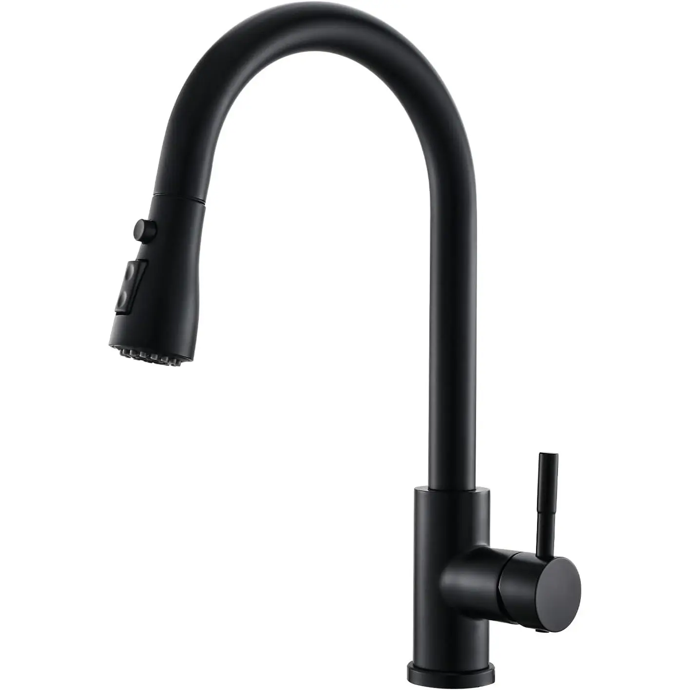 Black Kitchen Faucet with Pull Down Sprayer | Single Hole Kitchen Sink Faucet Suitable for Farmhouses RV Laundry Room Outdoor and Campers