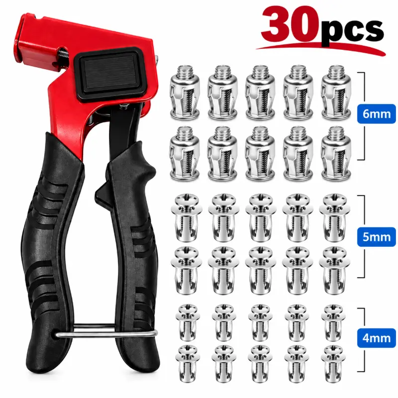 Heavy-Duty Carbon Steel Button Rivet Locking Industrial Nuts Set (30Pcs/90Pcs, M4-M6 Sizes) - Durable, Rustproof, Bolt-Compatible Hardware for Panel Fixing, Sheet Metal Repair (Industrial Users)