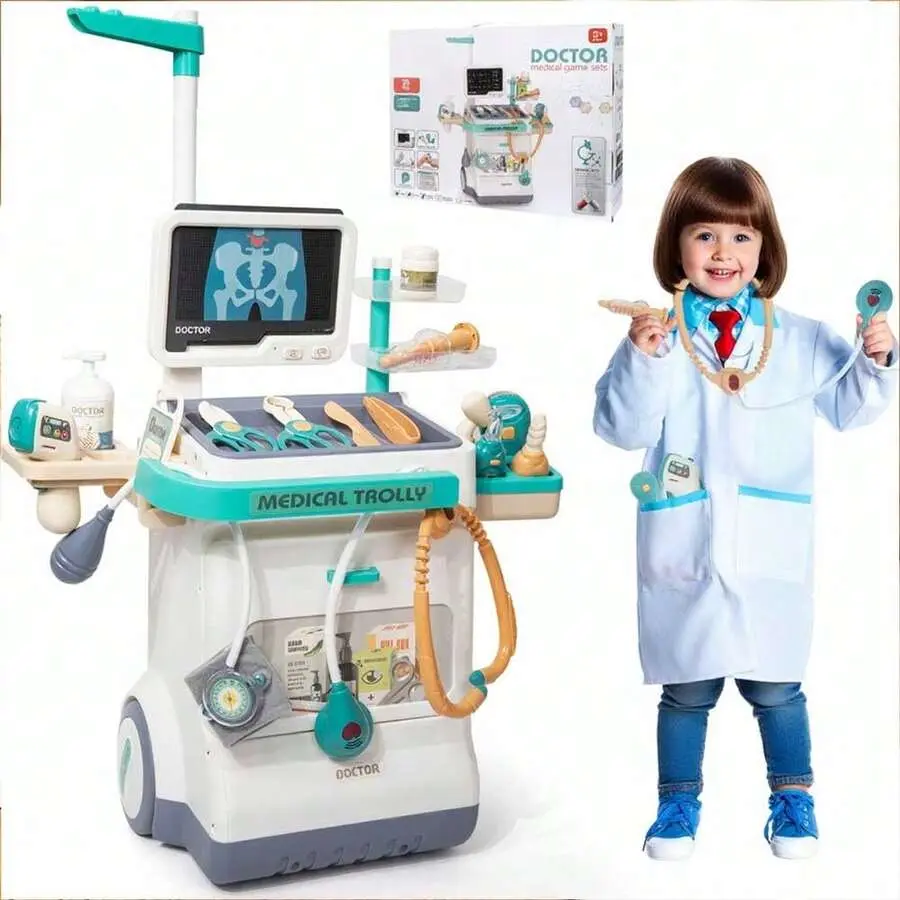Doctor Role Play Game, Multi-Movable Doctor Toy Table Set With 26 Medical Toys Including Stethoscope, Suitable Gifts For Boys And Girls