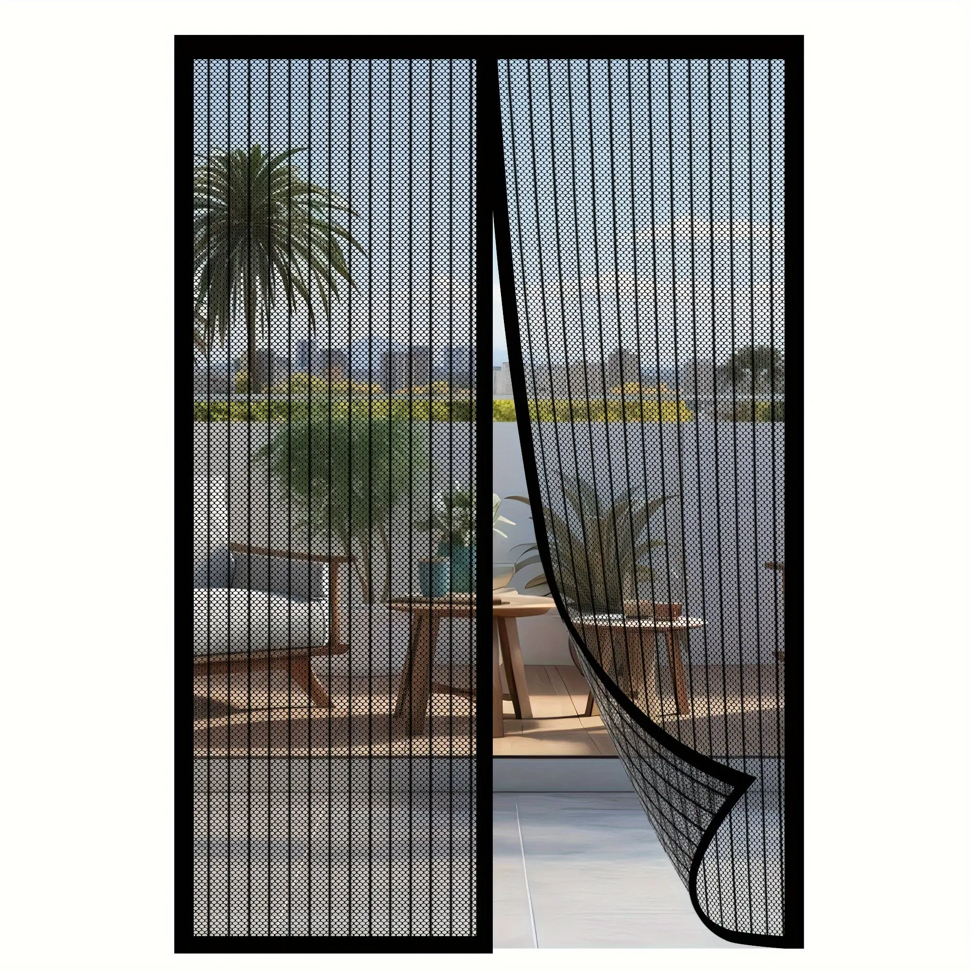 Magnetic screen door - Magnetic closure door, self-sealing, heavy-duty, hands-free mesh partition, insect-proof - pet- and child-friendly