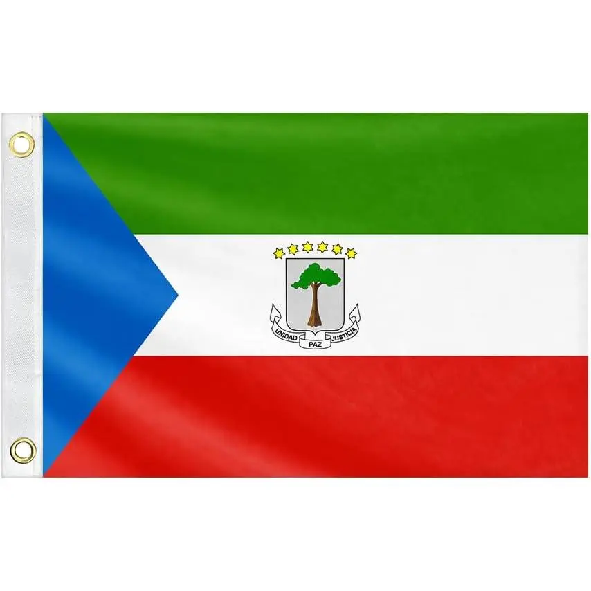 Equatorial Guinea National Flag - 60x90cm/2x3ft Central Africa Country Banner with Horizontal Green, White, Red Stripes, Blue Triangle, Tree Emblem, Lightweight for Party, Camping, Outdoor Decor, Garden (Collectibles, Sports Collectibles, Flags & Banners)