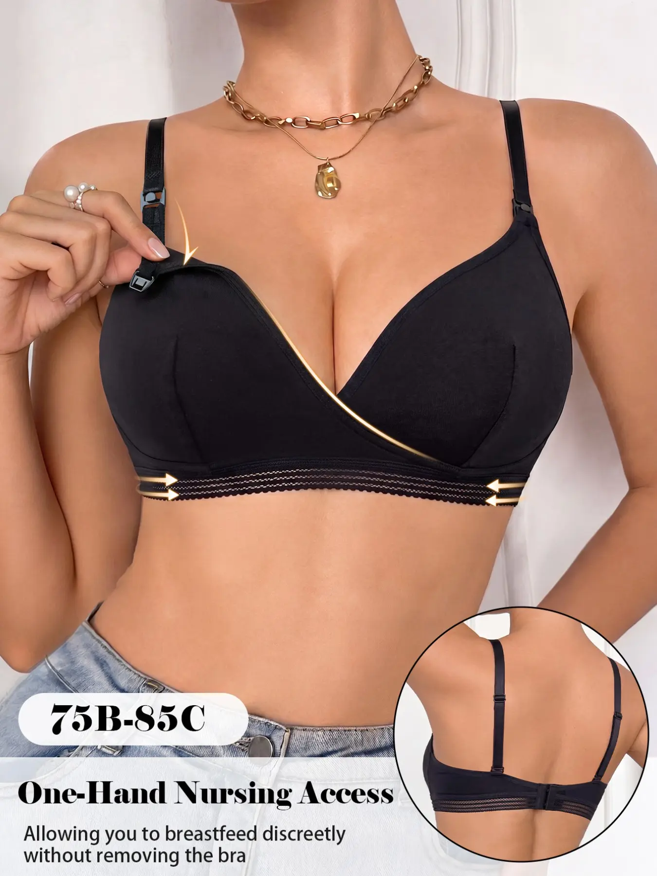 Breastfeeding Bra, Wireless Comfortable Fit, Easy One-Hand Operation, Skin-Friendly Design, Perfect for Nursing Mothers, Lactation Bra