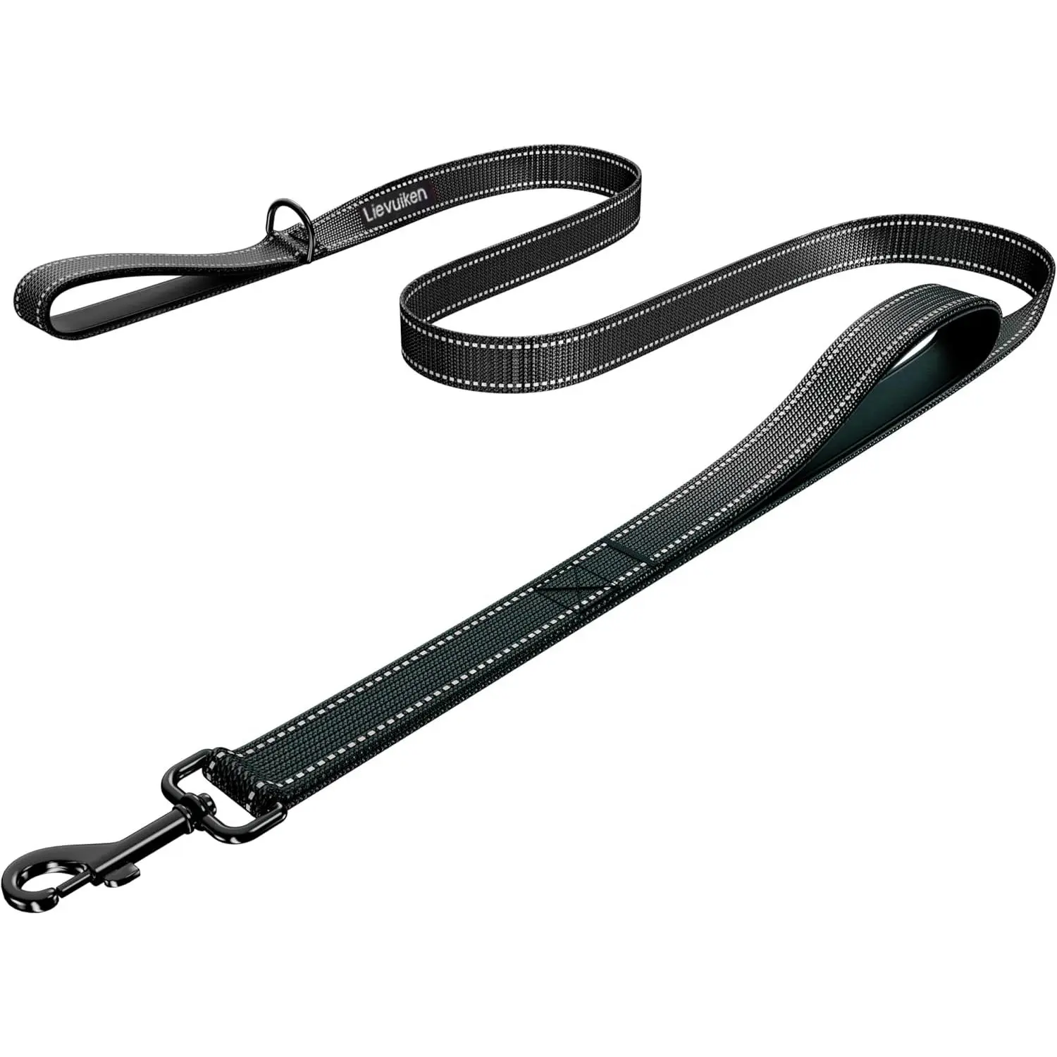 Dog Leash 4ft Long, Double Handle Dog Leash for Safety Control Training, Heavy Duty Dogs Leads with Traffic Padded Handles, Reflective Leashes for Small Medium Large Dogs(4ft, Black)