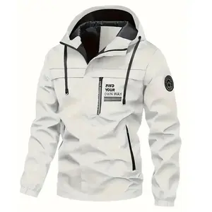 18ACTIVEKITMen's heavyweight mountain jacket, high-quality mountaineering jacket with hood and detachable zipper pocket, outdoor skiing, hiking, snowboarding, parka coat, machine washable winter jacket, durable adventure equipment, high-quality white