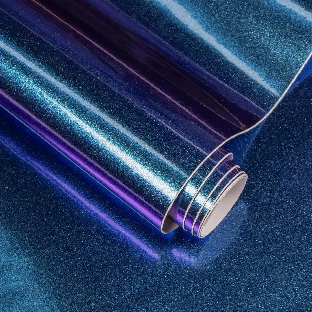 Ultra Glossy Purple Blue Pearl Glitter Metallic Chameleon Vinyl Wrap Film Car DIY Sticker Decal With Air Release Self Adhesive Backside With Air Drain No Curling