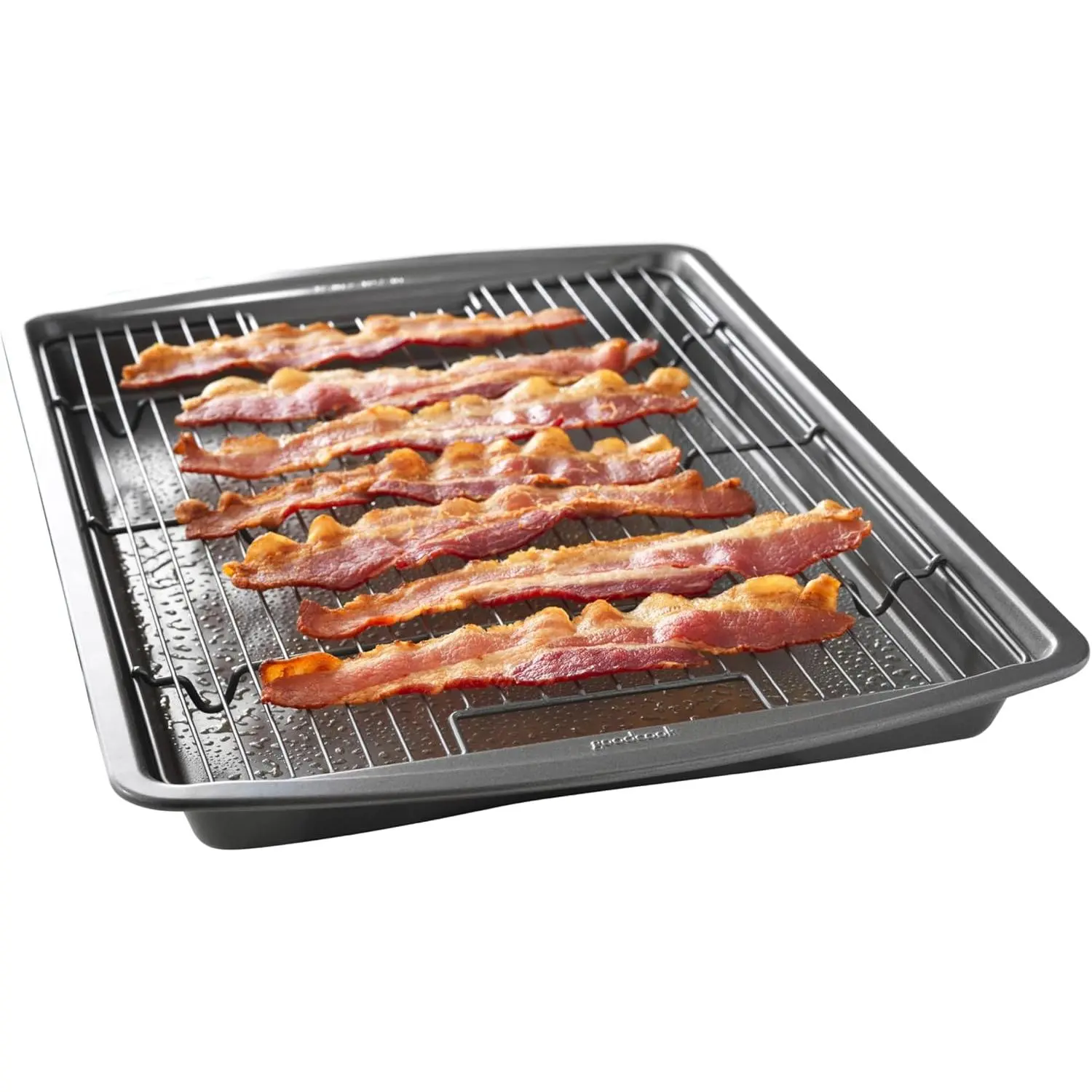 15" x 10.5" Nonstick Carbon Baking Pan & Raised Wire Rack – Pizza Crisper, Crispy Bacon, Multipurpose Cooking Sheet Pan, Cooling Rack, Set, Dishwasher Safe
