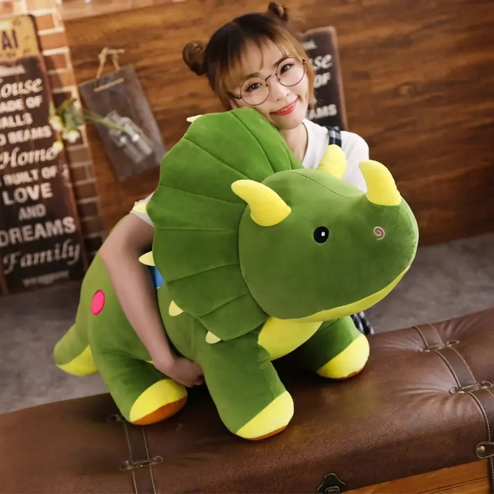 Unisex Large Creative Dinosaur Plush Dolls - Soft Cotton Triceratops/Stegosaurus Stuffed Animals, Movie & TV Themed Cuddly Toy for 8-10 Yrs Kids' Birthday Holiday Gifts