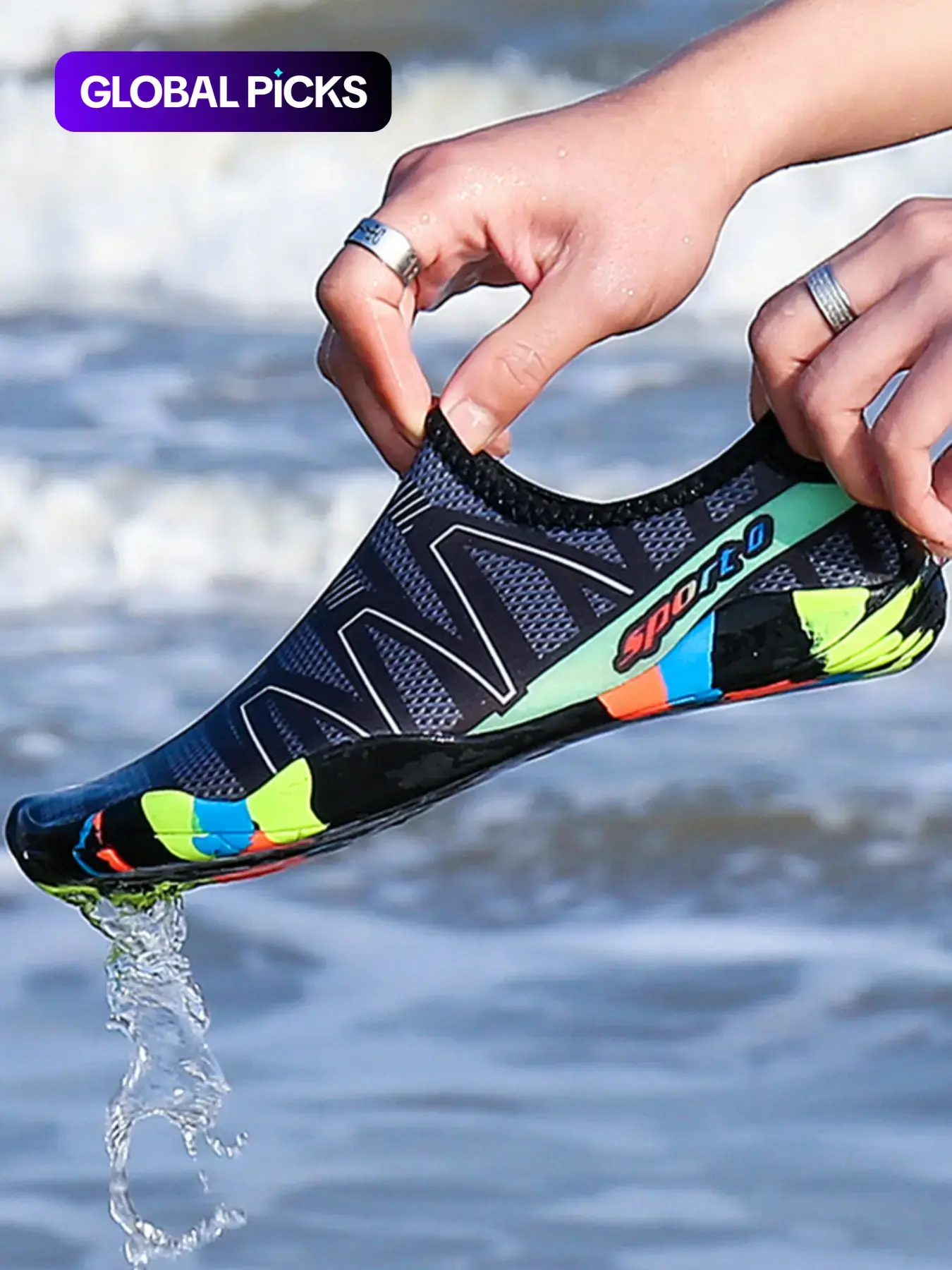 Unisex Colorblock Water Shoes, Quick Drying Barefoot Sports Shoes, Comfortable Lightweight Breathable Design Water Shoes for Water Activities (River, Beach, Swimming Pool) and Hiking, Sporty Water Sports Footwear, Outdoor Pool Shoes #GLOBAL PICKS