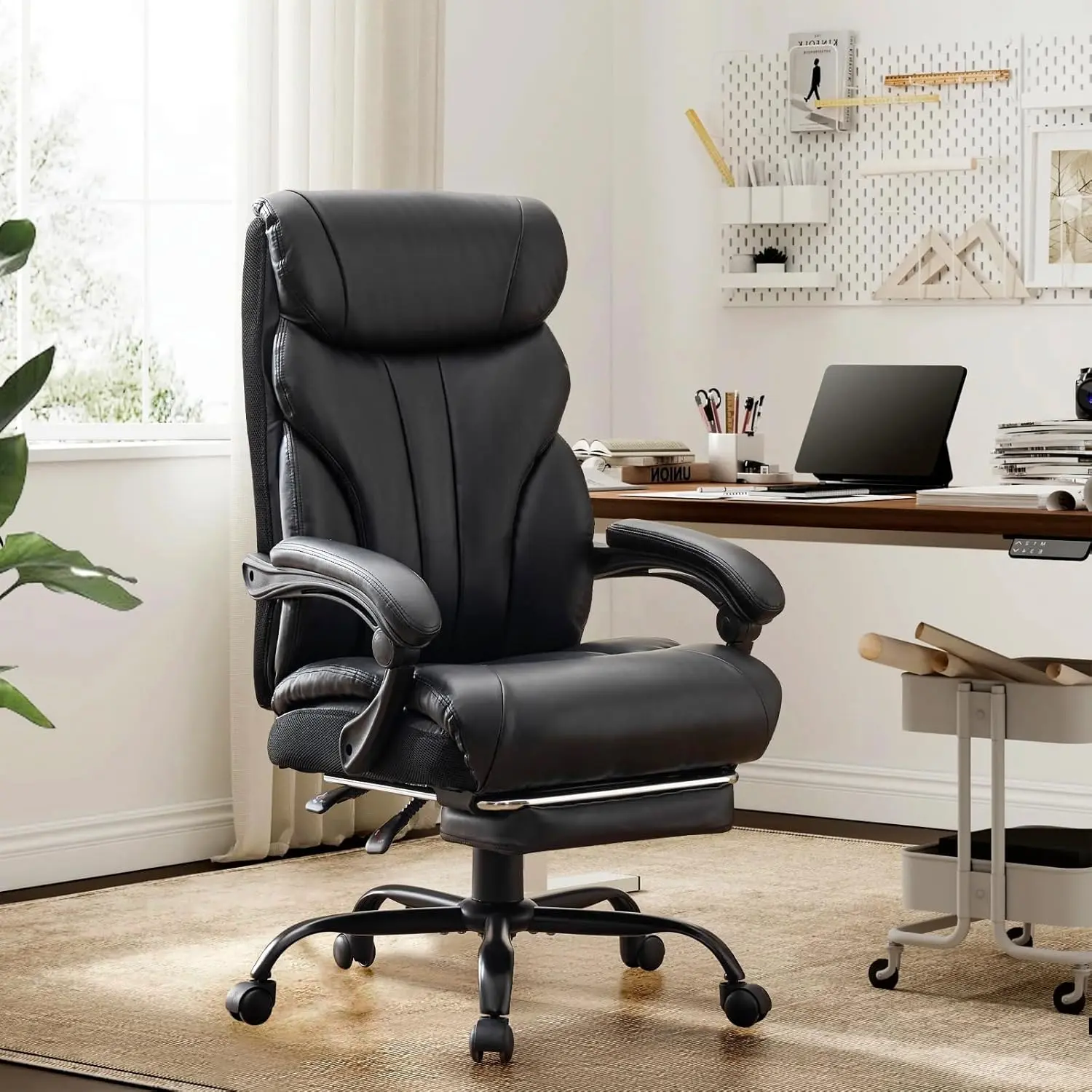 Garvee 500 LBS Heavy-Duty Office Chair Big & Tall Design with Footrest Ergonomic High-Back Executive Chair for Home Office, Black