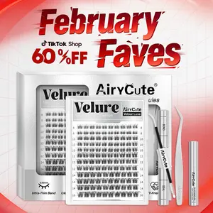 Velure | AiryCute Velour Luxe Collection Upgrade U Lashes with Ultra-Dense, Waterproof, Long-Lasting Lashes | Venus | Natural Daily | Beginner-Friendly DIY Lashes for a Flawless, Voluminous Look | Trendy & Must-Have Clusters