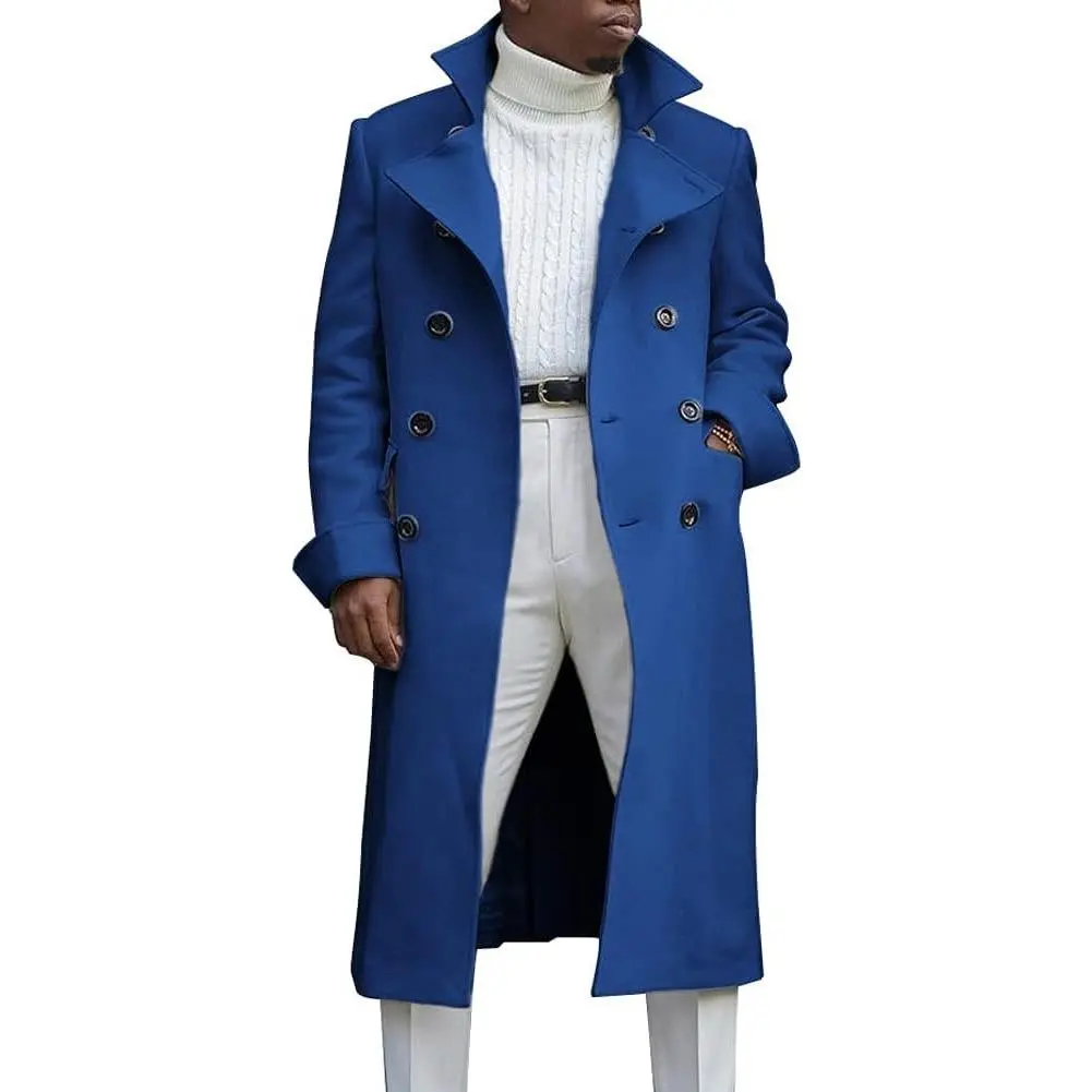 Men's British-Style Double-Breasted Heavyweight Mid-Long Wool Pea Coat, Warm Winter Jackets for Casual & Formal Wear