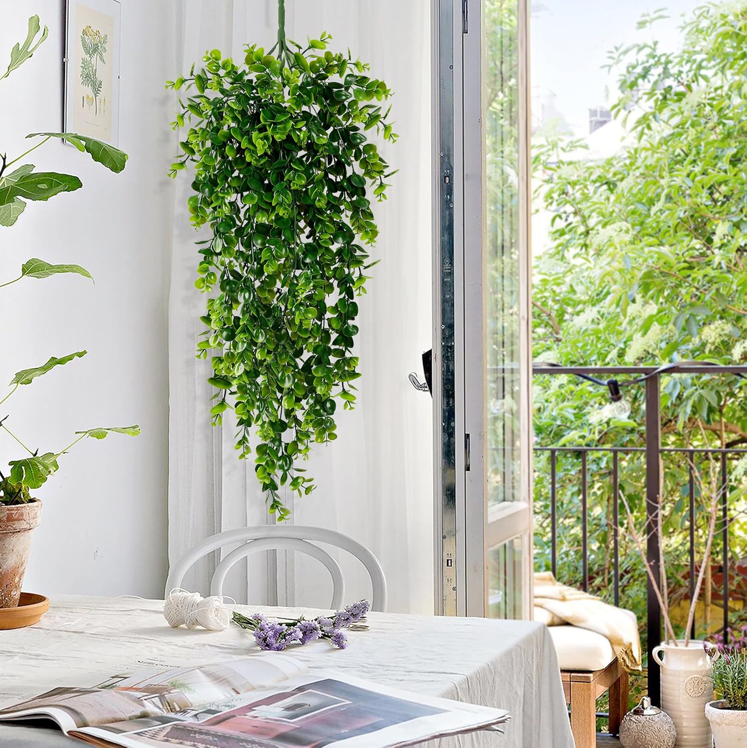 4-Piece Artificial Hanging Plants Set, UV-Resistant Eucalyptus Leaves, Bohemian Wall Decor, Indoor/outdoor Use, Bedroom/living Room Decoration