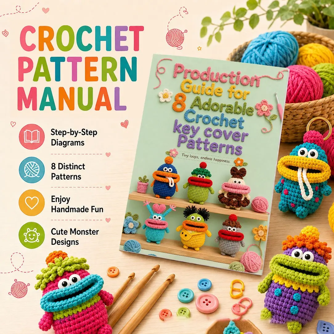 Crochet -8 Big Mouth Monsters-Fun Key Set with Keychain Pattern for Everyone: A Beginner-Friendly Guide with Detailed Step-by-Step Instructions | Quick and Easy Crochet Tutorial | The Perfect Gift for Crochet Lovers