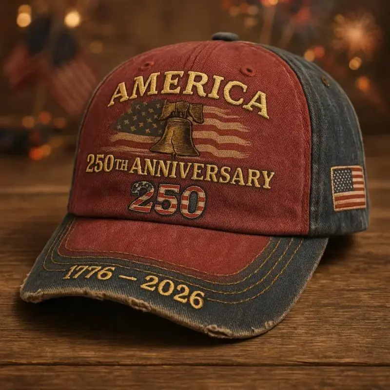 Baseball Cap With 3D Digital Printed 250Th Anniversary Pattern Curved Sun Shield Brim Soft Breathable Twill Fabric Adjustable Rear Strap Unisex For Outdoor Driving Daily Casual UV Protective Commemorative Fashion Headwear Accessory, Uv Protection, Adjusta