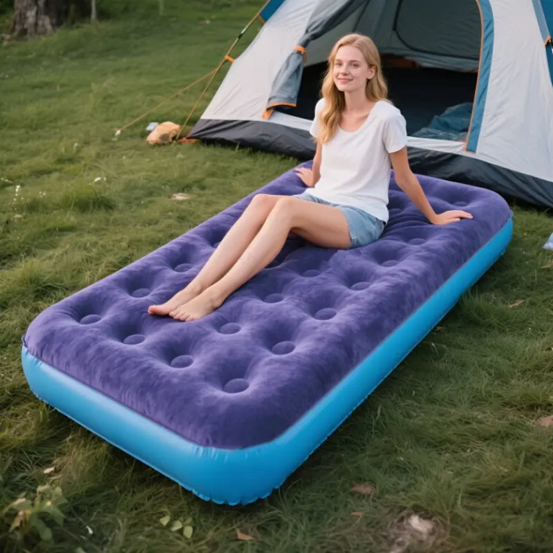 Portable Inflatable Bed for Outdoor Camping, Single Person Air Mattress for Indoor Use, Comfortable Sleeping Pad for Home and Travel