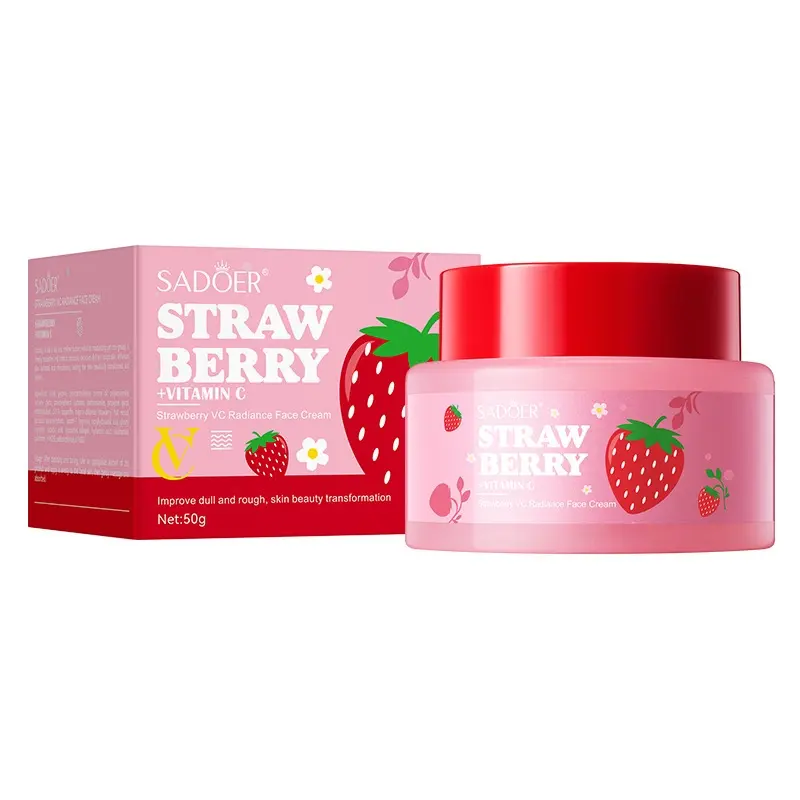 Strawberry Extract VC Radiance Face Cream Deep Hydrating Cream 50g Deep Moisturizing Repair Rough Dull Complexion Boost Skin Smooth & Radiant Daily Night Skincare For Teen Ladies