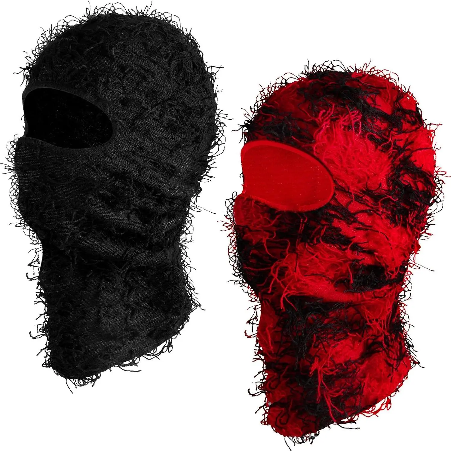 2 Pack Adult Distressed Balaclava Ski Mask Full  Knitted Balaclava Windproof Cool Ski Mask for Cold Weather