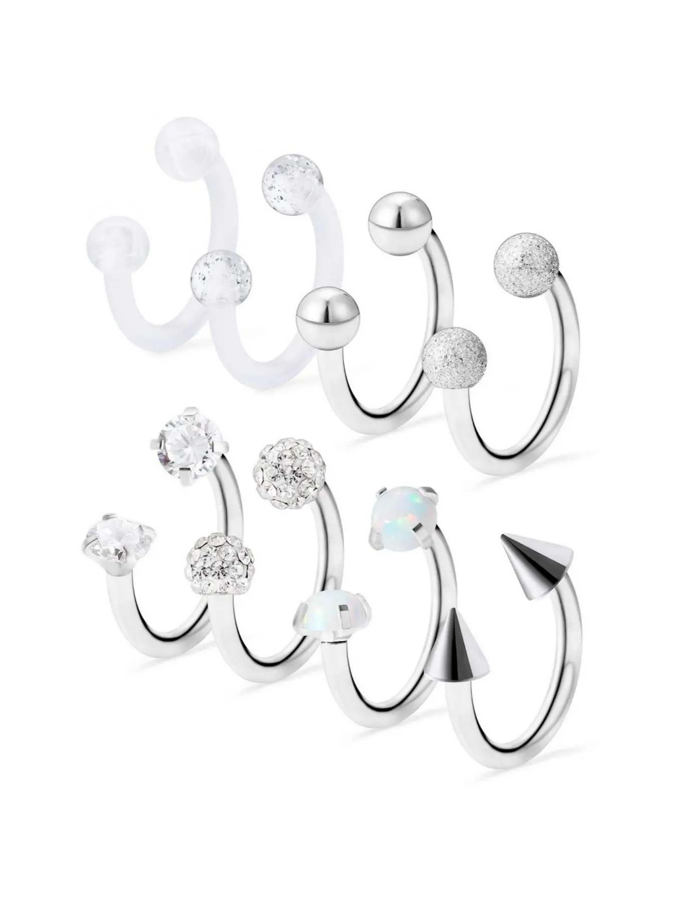 16G Surgical Steel Acrylic Lip Rings Horseshoe Nose Ring Snake Bite Jewelry Smiley Piercing Jewelry for Women Men Diameter 6mm 8mm 10mm 12mm