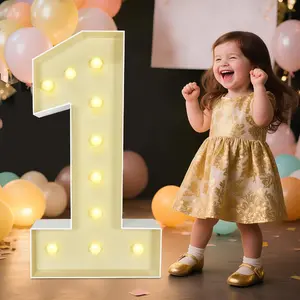 Marquee Light Up Numbers: 3FT Large Decorative Letters for Decorations Baby Shower Birthday Wedding Engagement Anniversary, 3 Feet Tall Pre-Cut DIY Foamboard Number 1 - Easy to Assemble