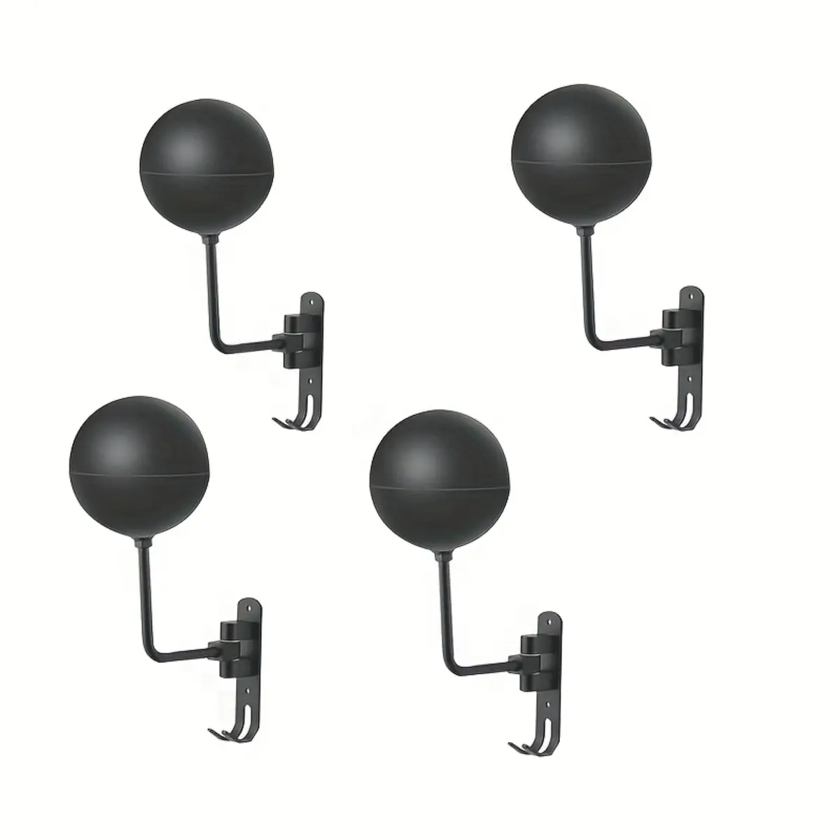 Motorcycle Helmet Rack Holder Set of 4 - Wall Mounted 180° Rotation Metal Helmet Riser - Ideal Space-Saving Storage Solution Organiser for Motorcycle Helmets, Jackets and Hats - Sleek Modern Tactical Accent Minimalist