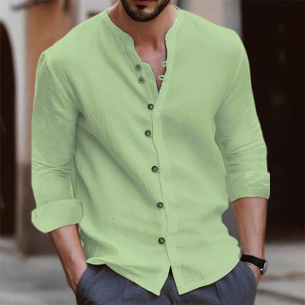 Men's Vintage Button-Up Shirt - Available in Multiple Colors. Made of Linen and Polyester - Lightweight, non-stretch shirt, perfect for spring and summer wear, can be paired with formal or casual attire.