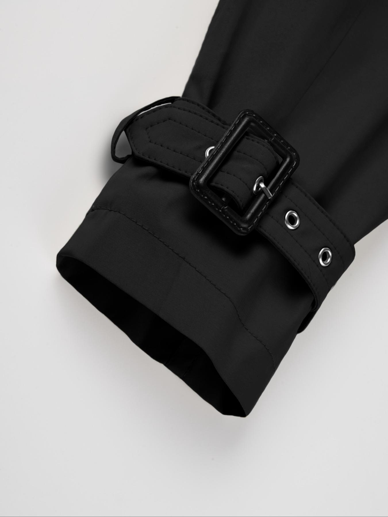 Women's Fall Winter Casual Long Coat, Outerwear, Belted Fitted Windbreaker with Pockets, Spring Outdoor Streetwear Jacket, Plain Design