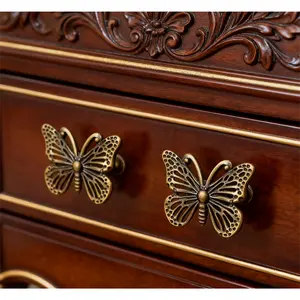 6Pcs Vintage Butterfly Drawer Knobs, Hollow Carved Cabinet Handles