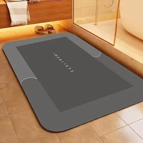 Silica Gel Bathroom Mat, Non-Woven Velvet, Quick-Dry, Anti-Slip, Absorbent Floor Pad, Soft Comfortable, for Bath, Shower, Laundry, Bedroom, Living Room, Kitchen, RV, Water Absorbent Bathmat