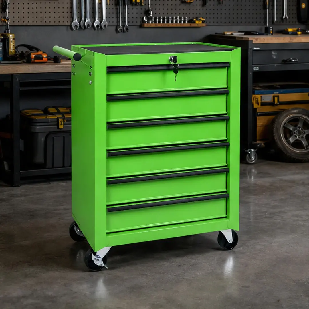 ARCH Rolling Tool Chest Cabinet with 6 Drawers, 20" Steel Tool Storage Box Organizer on Wheels, Ball Bearing Slides, Powder-Coated Metal Tool Cart for Garage Workshop, Multiple Color Options, Black/Blue/Green/Grey Color Options, Steel Material