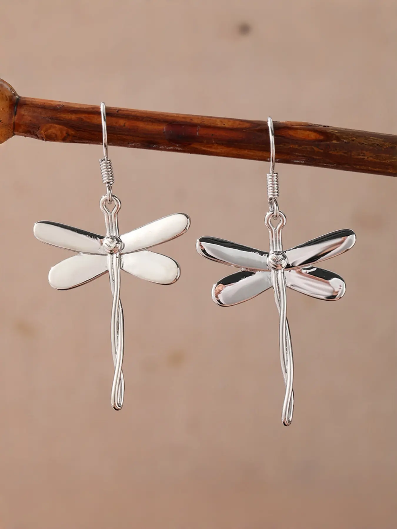 Delicate Silver Dragonfly Drop Earrings - Minimalist Insect Dangle Earrings, Nature & Casual Wear Jewelry