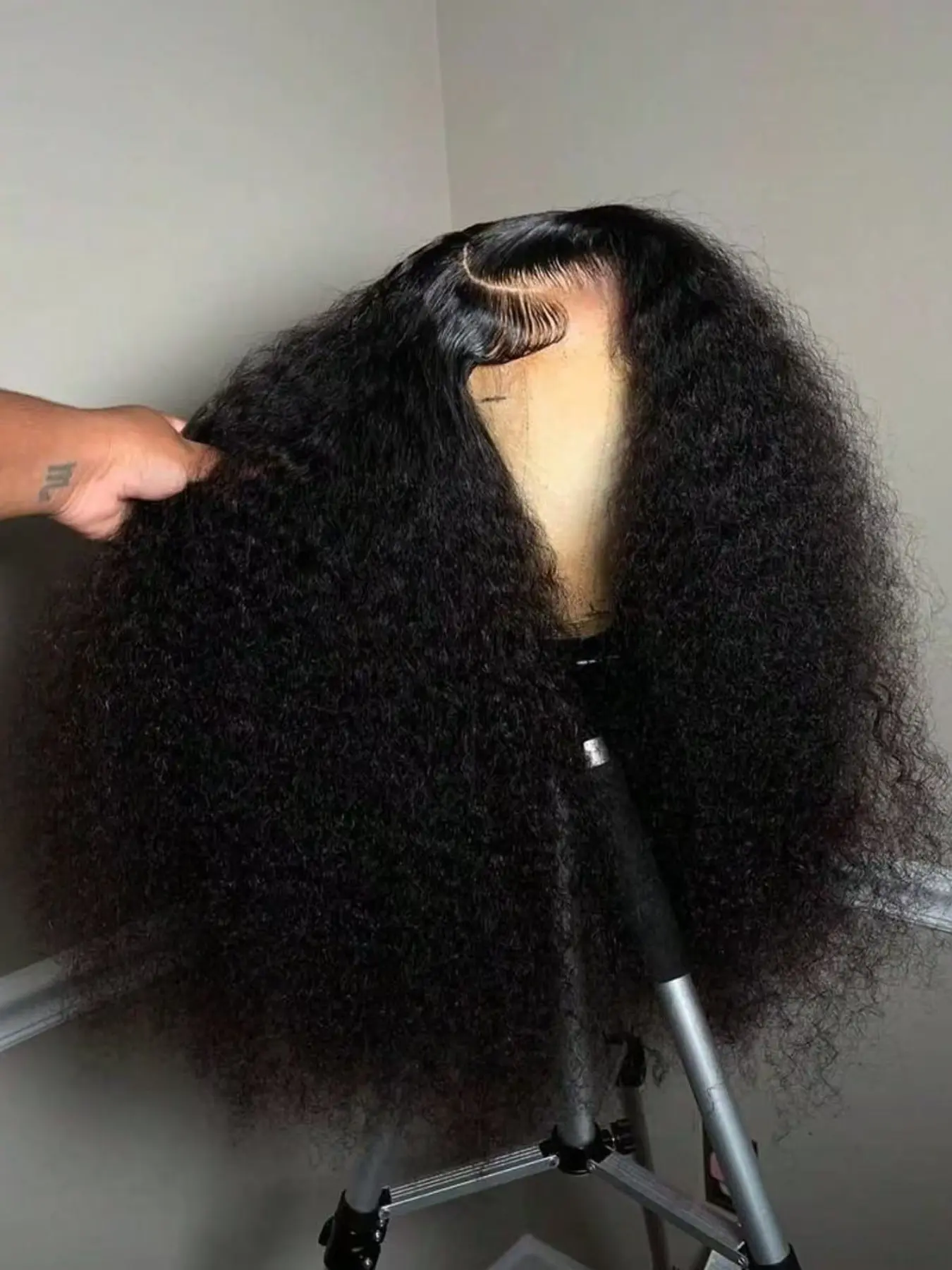 26Inch 180%Density Kinky Curly Hair Wigs Lace Front Wigs Natural Black Color Natural hairline With Baby Hair Comfortable Wear Wigs Heat Resistant Glueless Breathable Daily Wigs