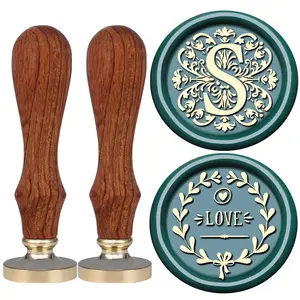 Flower Initial Alphabet S Wax Seal Stamp & Eucalyptus Love Sealing Stamp with Wax Stamp Brass Head Ideal for Wedding Invitations Gift Wrapping Christmas (Floral S)
