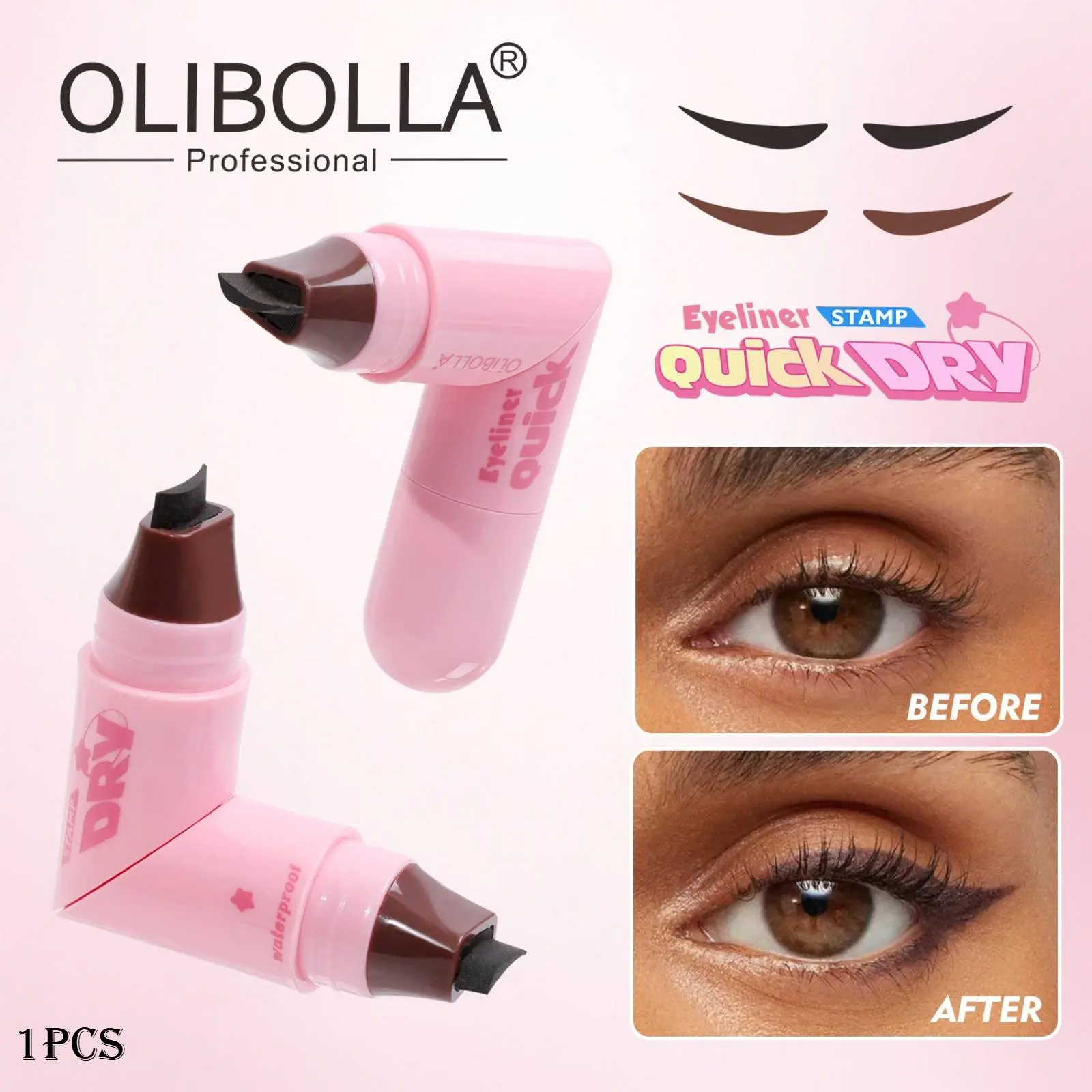 Integrated Double Head Seal Pen Eyeliner Pen, One Print Forming, Non Smudging Eyeliner Liquid Pen, Color Rendering, Durable, Suitable for Beginner Students' Daily Eye Makeup, Eye Makeup Product