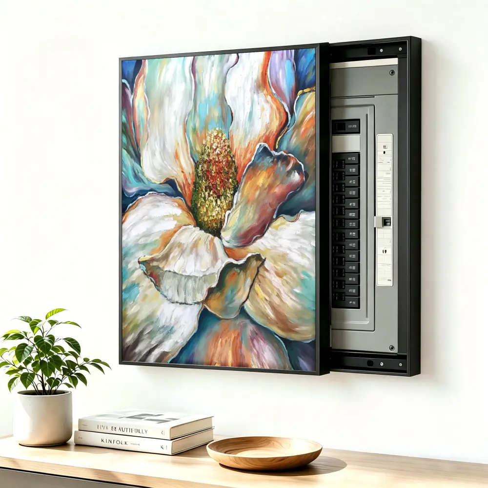 ElectricalPanel Cover Decorative Breaker Box Cover Fuse Box Cover Abstract Floral Art Print Design Aluminum Alloy Frame With High Quality Canvas   wall  , LivingRoom Home Office
